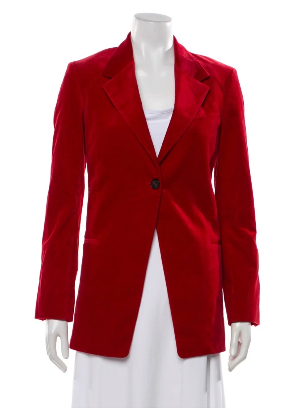 Frame Red Velvet Single-Button Blazer Jacket Holiday XS